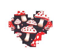 Red White and Mushroom Print 3D Jigsaw Art Brick Puzzle Heart-Shaped Desk Decor Building Blocks 30 pieces DIY Gift