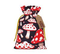 Red White And Mushroom Print Christmas Drawstring Bags Xmas Candy Bags Reusable Party Gifts Wrapping Bags