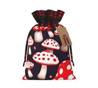 Red White And Mushroom Print Gift Decor Bags Drawstring Pouches Eco-Friendly Anniversaries Present Packaging