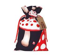 Red White And Mushroom Print Reusable Eco-Friendly Gift Drawstring Bag For Party Favors Seasonal Celebrations