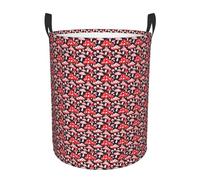 Red White and Mushroom Print Round Laundry Hamper Home Collapsible Basket Storage Organizer Bin Bedroom Bathroom