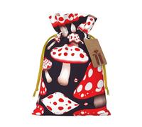 Red White And Mushroom Print Stylish Drawstring Pouches,Reusable Drawstring Gift Bags,Perfect For Holiday And Party