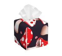Red White And Mushroom Print Tissue Box Square Decor Living Room Bedroom Office Home Holiday Storage Case Gift