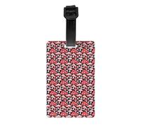 Red White and Mushroom Print Waterproof Luggage Tags Suitcases Identification Labels Business Family Vacations