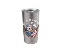 Red White and Napped Funny 4th of July Sleeping Sloth Stainless Steel Insulated Tumbler