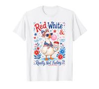 Red White and Not Really Feeling It Feminism Cute Goose T-Shirt
