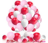 Red White and Pink Balloons Set 25 Pack 10 inch With Balloon Tying Tool Balloons for Girls Princess Birthday Valentine Baby Shower Engagement Wedding Decorations