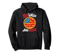 Red White and Pizza Funny 4th Of July Slice Retro USA Flag Pullover Hoodie