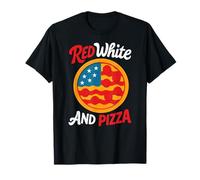 Red White and Pizza Funny 4th Of July Slice Retro USA Flag T-Shirt