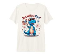 Red White and Rawr Dinosaur T Rex Patriotic 4th of July Kids Premium T-Shirt