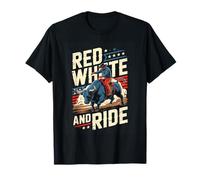 Red White and Ride Patriotic Rodeo Bull Rider T-Shirt