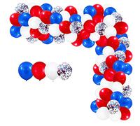 Red White and Royal Blue Balloons Garland Arch Kit - Royal Blue, Red, White Balloon Confetti Balloons for Patriotic Hero Baseball Birthday Shower Retirement Wedding Party Decorations
