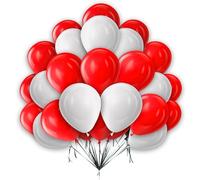 Red & White Balloons - 25pc Pack, 5in, England, Boy Birthday, Baby Shower, Wedding, Party, Anniversary, Christening, Engagement, Graduation Decorations
