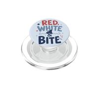 Red White Bite Patriotic Shark Ocean Pun PopSockets PopGrip for MagSafe