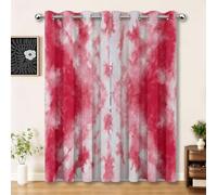 Red White Blackout Curtains 90 Inch Drop, Abstract Tie-Dye Texture Eyelet Curtains for Nursery Bedroom, 2 Panels 46 × 90 Inch Thermal Insulated Fabric to Block Sunlight & Reduce Noise