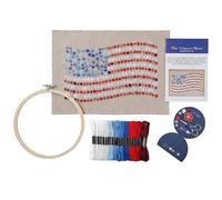Red, White & Bloom Embroidery Kit, US 250th Anniversary Cross Stitch Kit Full Range of Embroidery Starter Kits for Beginners Adults A Floral Salute to 250 Years Red, White & Bloom (1set)