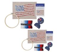 Red, White & Bloom Embroidery Kit, US 250th Anniversary Cross Stitch Kit Full Range of Embroidery Starter Kits for Beginners Adults A Floral Salute to 250 Years Red, White & Bloom (2set)