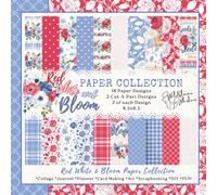 Red, White & Bloom: Patriotic Floral Paper Collection: Bright & Bold Craft Paper for Summer Creativity