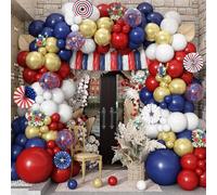 Red White Blue Balloons Arch Kit, Win Ruby Dark Red Navy Blue White Metallic Gold Balloons Garland with Confetti Balloons for Graduation Baseball Patriotic Boys Birthday Party Veterans Day Decorations