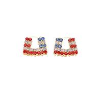 Red White Blue CZ Handbag Square Hoop Earrings for Women Pave Patriotic Crystal Geometric Clip Top Huggie Hoops American Flag Statement Earring Dainty 4th of July Independence Day Party Dangle Jewelry