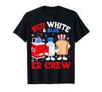 Red White & Blue ER Crew - USA American Flag 4th of July T-Shirt