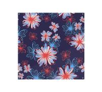 Red White & Blue Flower Print Splash Back Benjamin Tate Design Natural One Size