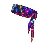 Red White Blue Gradient Tie Headbands Unisex | Sports Sweatband Adjustable Elastic Head Band for Tennis Running Workout