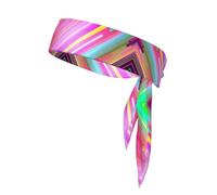 Red White Blue Gradient Tie Headbands Unisex | Sports Sweatband Adjustable Elastic Head Band for Tennis Running Workout