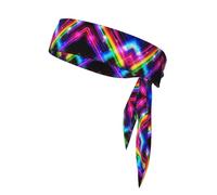 Red White Blue Gradient Tie Headbands Unisex | Sports Sweatband Adjustable Elastic Head Band for Tennis Running Workout