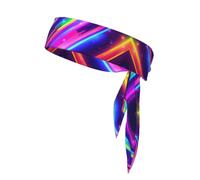Red White Blue Gradient Tie Headbands Unisex | Sports Sweatband Adjustable Elastic Head Band for Tennis Running Workout