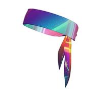 Red White Blue Gradient Tie Headbands Unisex | Sports Sweatband Adjustable Elastic Head Band for Tennis Running Workout