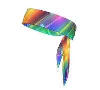 Red White Blue Gradient Tie Headbands Unisex | Sports Sweatband Adjustable Elastic Head Band for Tennis Running Workout