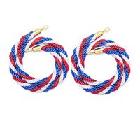 Red White & Blue Hemp Support Ropes - 2 Pack Braided Crowd Control Cords Adjustable Length 0.6 to 3m for Events 1.2m Blue Carpet/4ft/47in