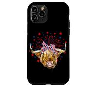 Red White Blue Highland Cow Patriot Bandana USA 4th of July Case for iPhone 11 Pro
