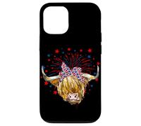 Red White Blue Highland Cow Patriot Bandana USA 4th of July Case for iPhone 12/12 Pro