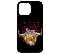 Red White Blue Highland Cow Patriot Bandana USA 4th of July Case for iPhone 13 Pro Max