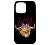 Red White Blue Highland Cow Patriot Bandana USA 4th of July Case for iPhone 14 Pro Max