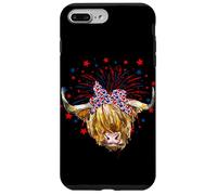 Red White Blue Highland Cow Patriot Bandana USA 4th of July Case for iPhone 7 Plus/8 Plus