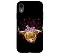 Red White Blue Highland Cow Patriot Bandana USA 4th of July Case for iPhone XR