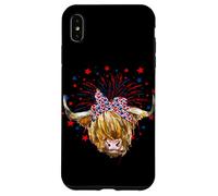 Red White Blue Highland Cow Patriot Bandana USA 4th of July Case for iPhone XS Max