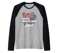 Red White & Blue Oncology Crew Patriotic Nurse 4th July Raglan Baseball Tee