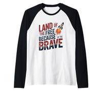 Red White Blue Rocket American Flag Raglan Baseball Tee