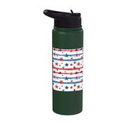 Red White Blue Star Stripe Pattern USA Patriotic Celebration Stainless Steel Insulated Water Bottle