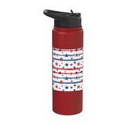 Red White Blue Star Stripe Pattern USA Patriotic Celebration Stainless Steel Insulated Water Bottle