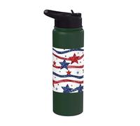Red White Blue Star Stripe Pattern USA Patriotic Freedom Stainless Steel Insulated Water Bottle