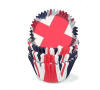 Red White Blue Union Jack Cupcake Cases Great Britain Bun Case,100Pcs VJ Day 80th Anniversary Decorations Cup Cake Cases Small British Flag Paper Mini Baking Case for Union Jack Royal Party Supplies