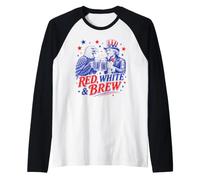Red White & Brew Funny American Vintage USA Beer Lovers Raglan Baseball Tee