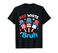 Red White Bruh 4th of July Patriotic Popsicle American Flag T-Shirt