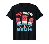 Red White Bruh 4th of July Patriotic Popsicle American Flag T-Shirt