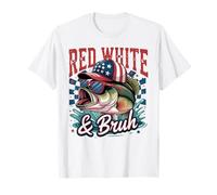 Red White & Bruh America Fish Fishing Patriotic 4th Of July T-Shirt